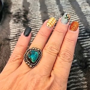 Vintage sterling silver and turquoise ring, 7